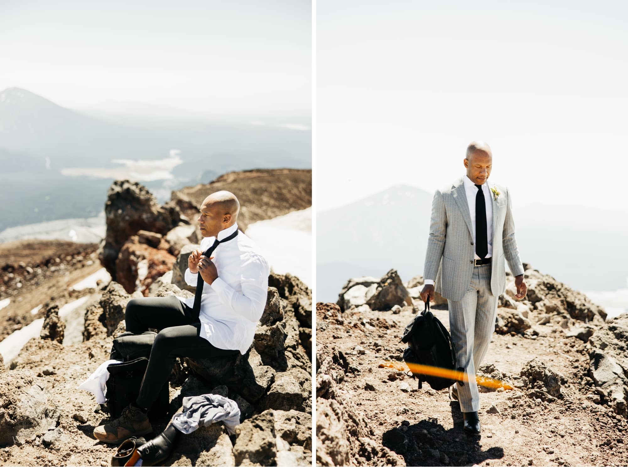 South Sister Oregon Elopement Groom