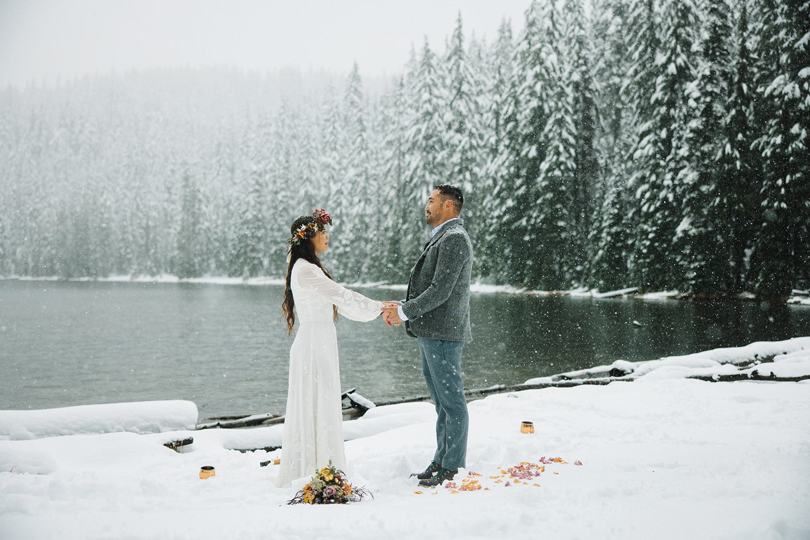 Bend Winter Snow Elopement